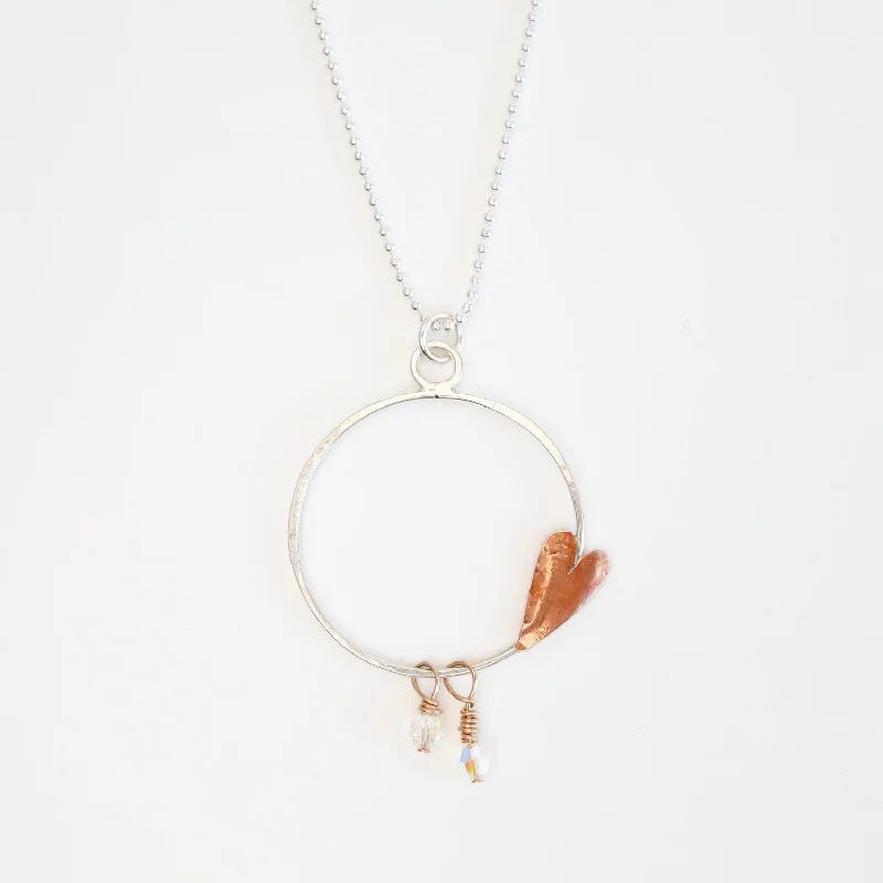 women's birthstone pendant necklace -Copper Heart Hoop Necklace