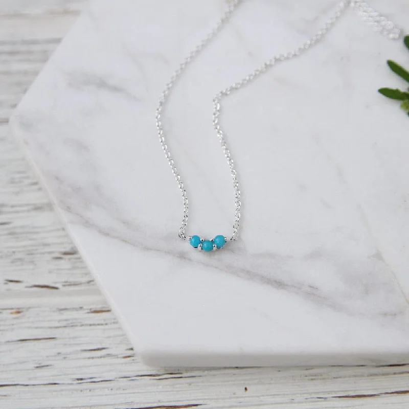 women's layered diamond necklace -Little Curved Turquoise Necklace