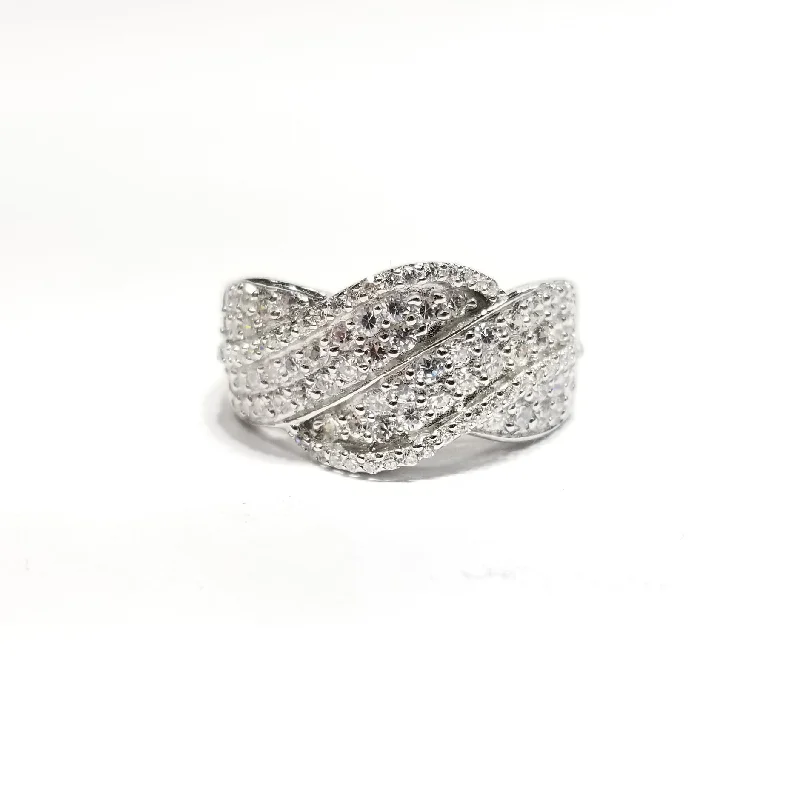 women's antique ring -Triple Wave CZ Ring (Sterling Silver)