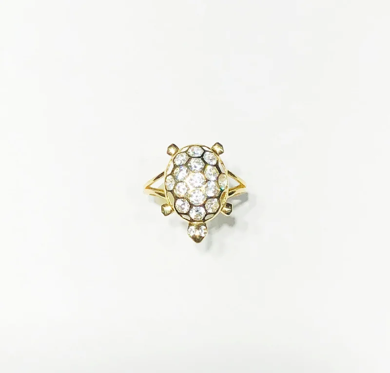 women's stacked rings -Turtle CZ Ring (14K)