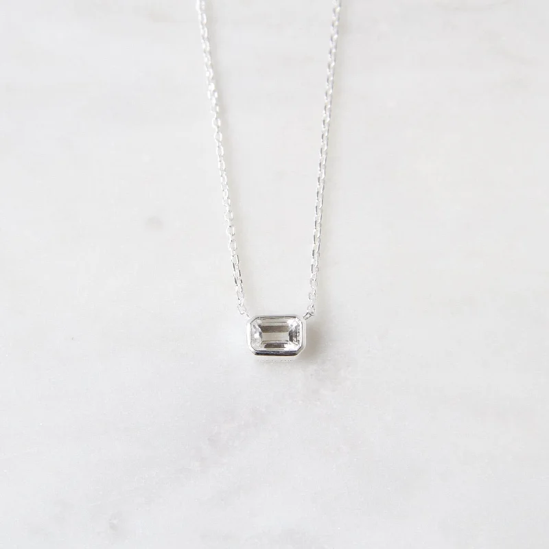 women's sophisticated necklace -White Topaz Solitaire Necklace