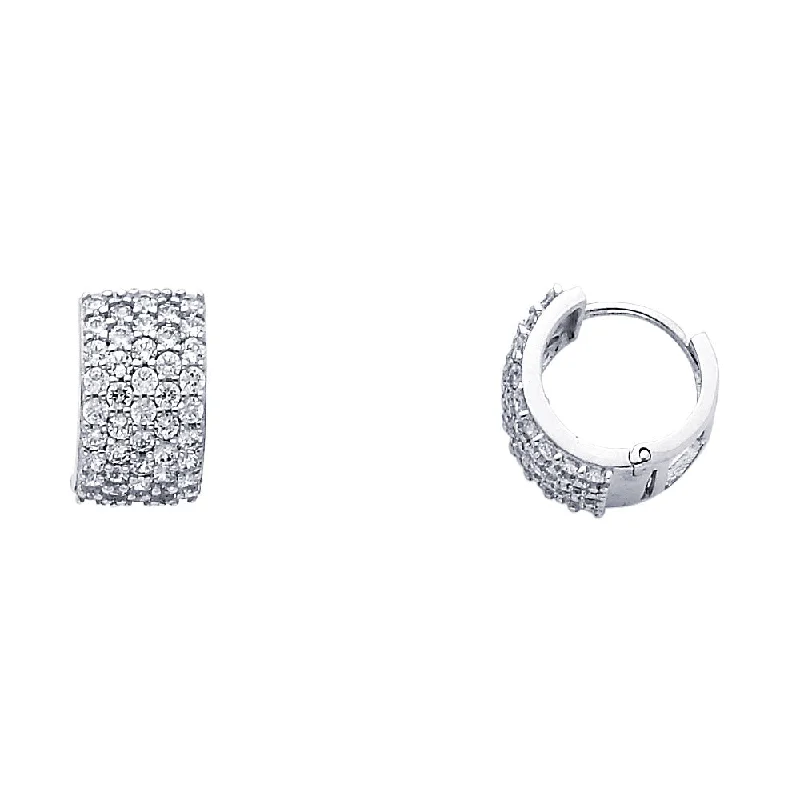 women's delicate hoop earrings -14KW 8mm CZ Huggies Earrings