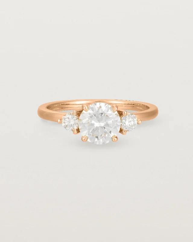 engagement rings with fancy diamonds for women -Petite Una Round Trio Ring | Laboratory Grown Diamonds