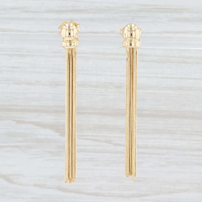 women's delicate diamond earrings -Dangle Fringe Earrings 18k Yellow Gold 750 Pierced Drops