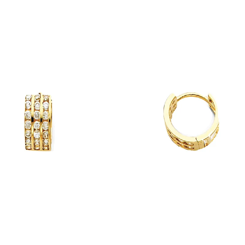 women's hoop gold earrings -14KY 5mm CZ Huggies Earrings