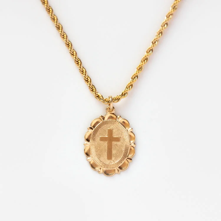 women's zodiac necklace -Scalloped Cross Necklace