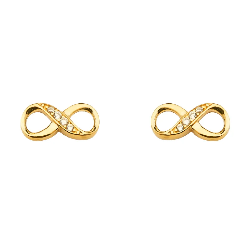 women's leaf earrings -14K Infinity CZ Earrings