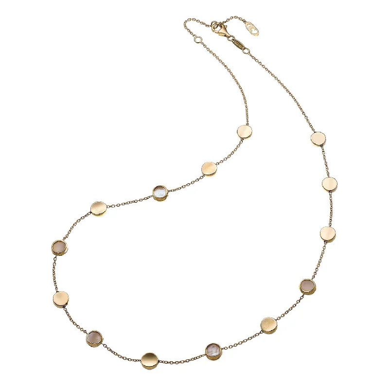 women's silver pendant necklace -Armillas Glow 18ct Yellow Gold Flat Multi Circle Pearl Necklace