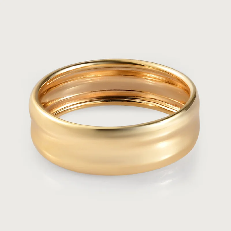 women's solitaire ring -9K Gold 6mm Wide Band Ring