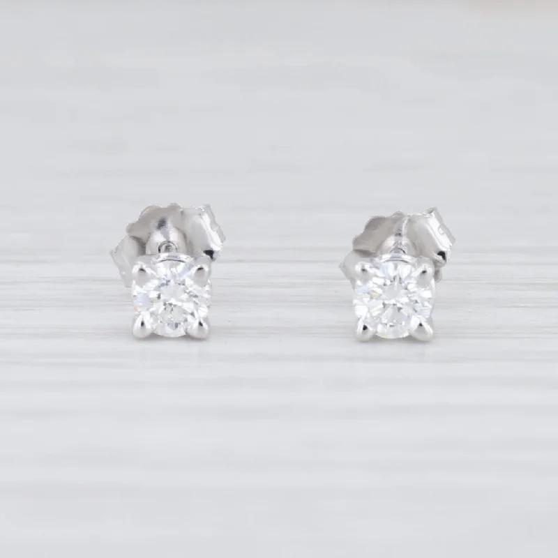 women's square earrings -New 0.29ctw Diamond Stud Earrings 14k White Gold Round Solitaire Pierced Studs