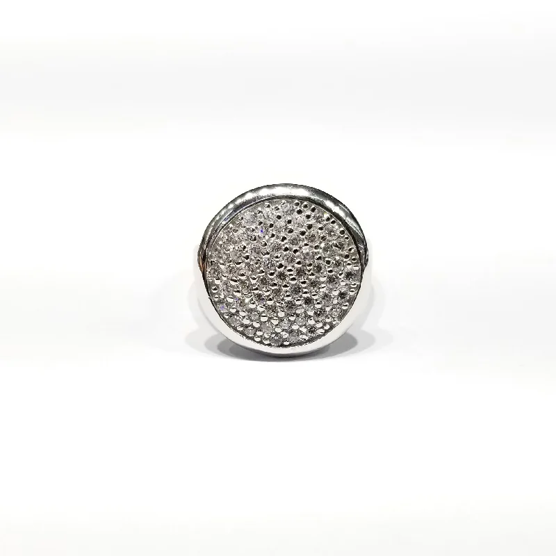 women's dainty ring -Solid Round CZ Ring (Sterling Silver)