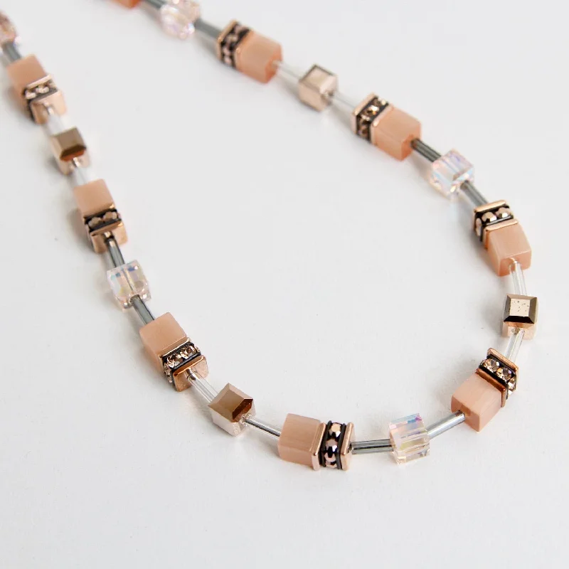 women's delicate necklace -Peach Geo Cube Necklace