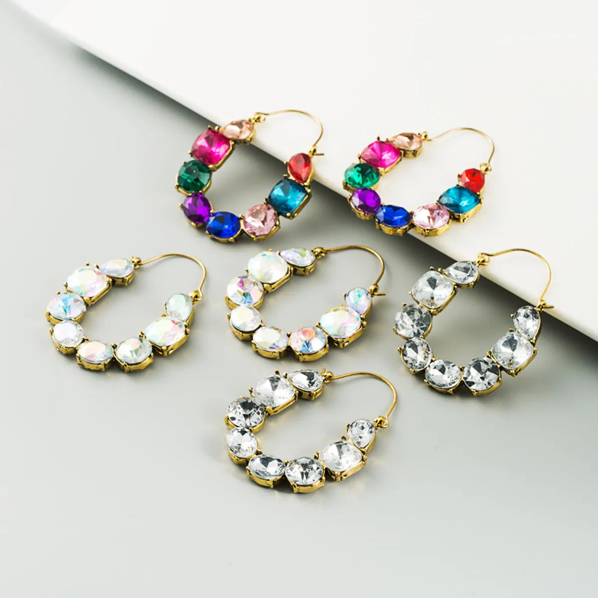 Exaggerated Fashion Alloy Diamond-studded Color Acrylic Earrings Wholesale