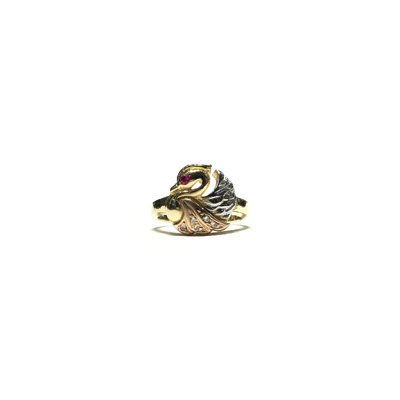 women's heart-shaped diamond ring -Majestic Swan CZ Ring (14K)