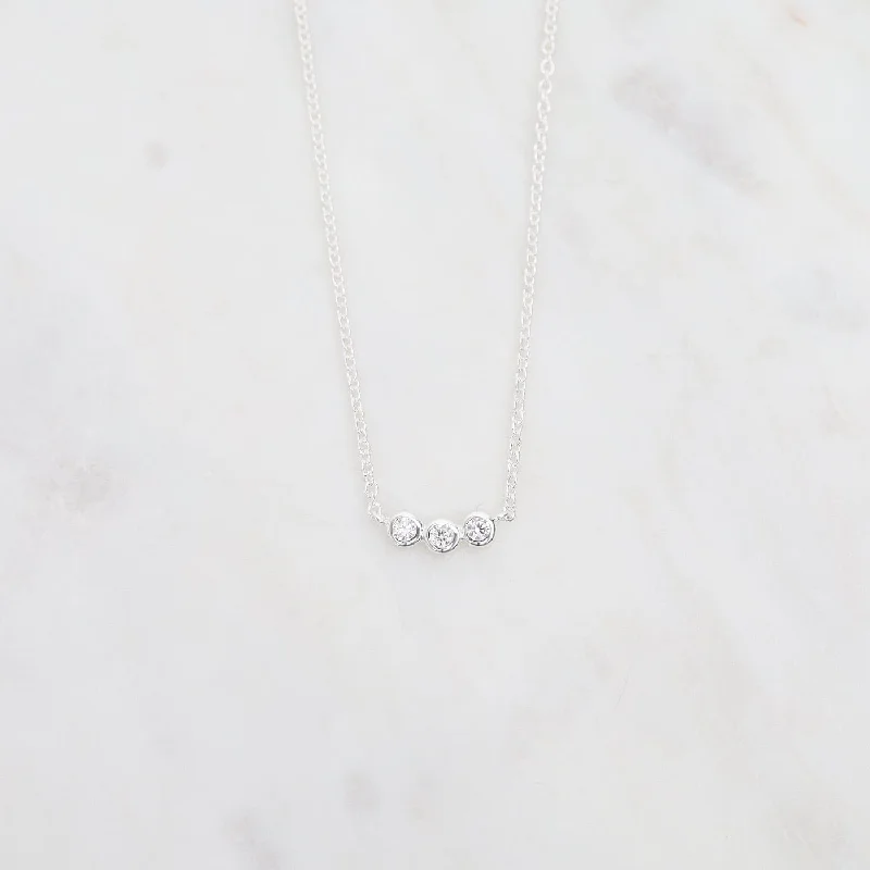 women's heirloom necklace -Sterling Silver 3 Bezel Set CZ Necklace