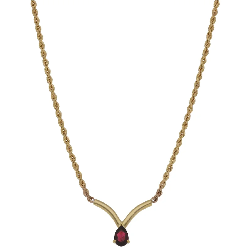 women's romantic necklace -9ct Gold Garnet Fancy Necklace 18"