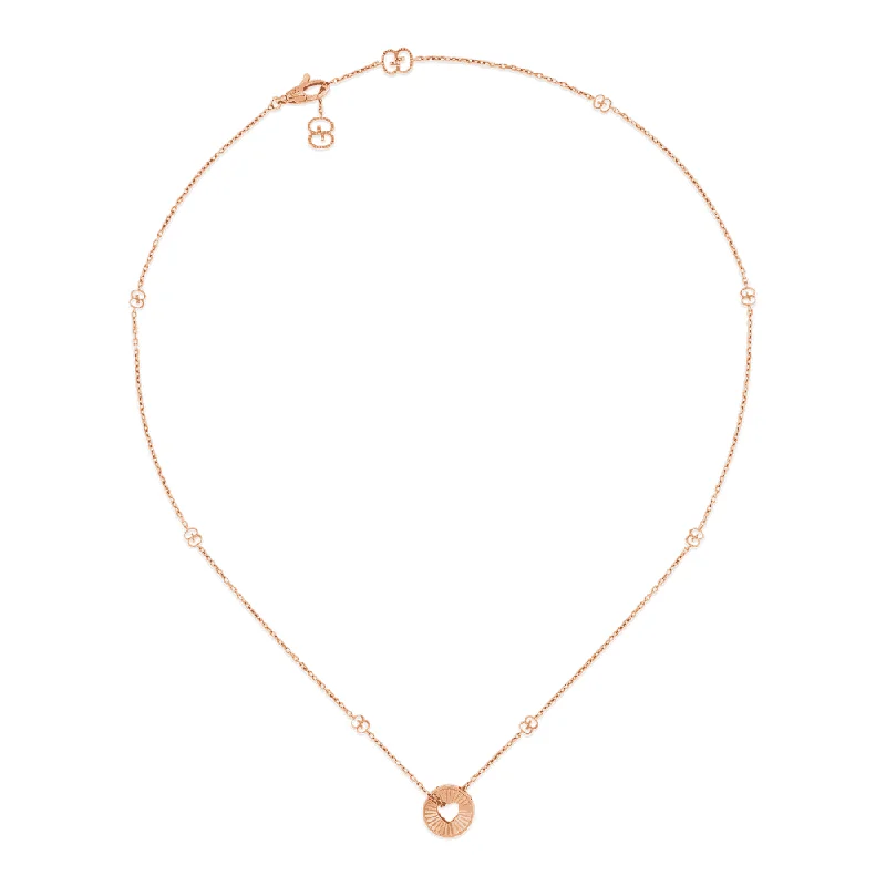 women's pearl necklace -Icon 18ct Rose Gold Open Heart Necklace