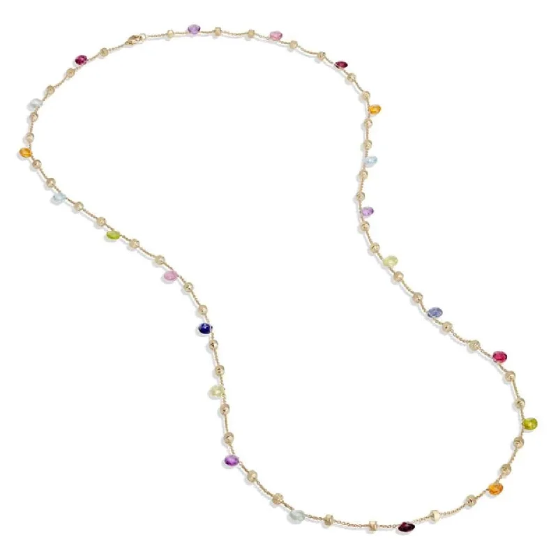 women's minimalist necklace -18ct Yellow Gold Paradise Mixed Coloured Stones 90cm Necklace