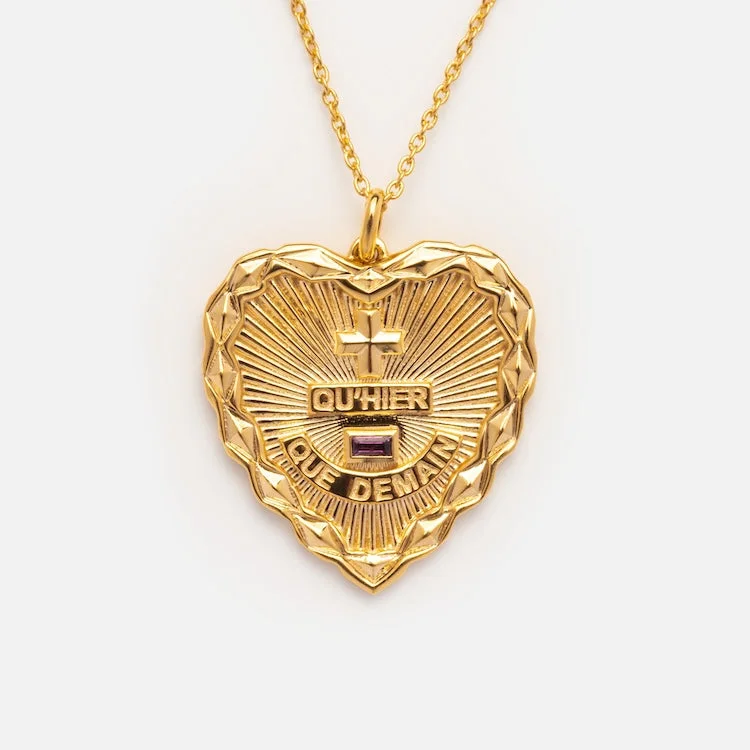 women's vintage pendant necklace -Qu'hier Que Demain Heart Pendant Necklace