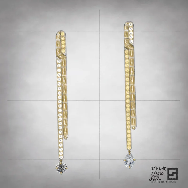 women's heart diamond earrings -TRANSFER GOLD AND DIAMOND EARRINGS