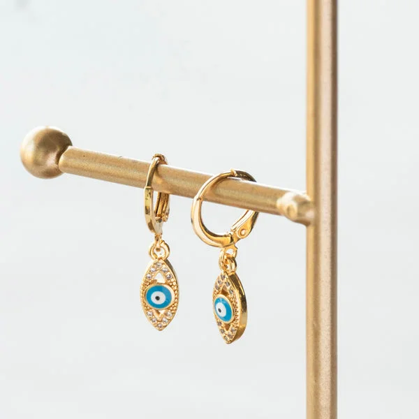 women's birthstone earrings -Evil Eye Mini Danglers