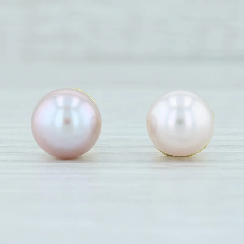 women's crystal earrings -Pink Cultured Pearl Stud Earrings 14k Yellow Gold Pierced Nordstrom