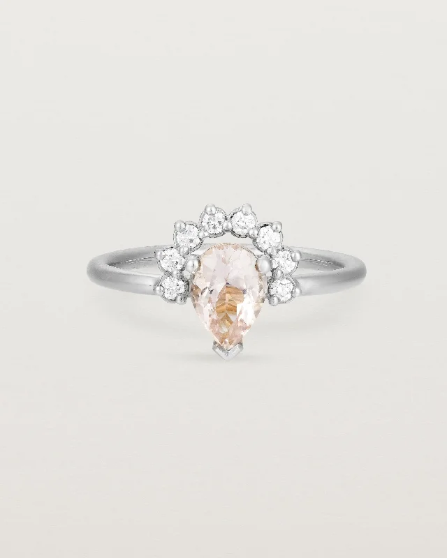 engagement rings with pear-shaped diamonds for women -Rose Ring | Morganite & Diamonds