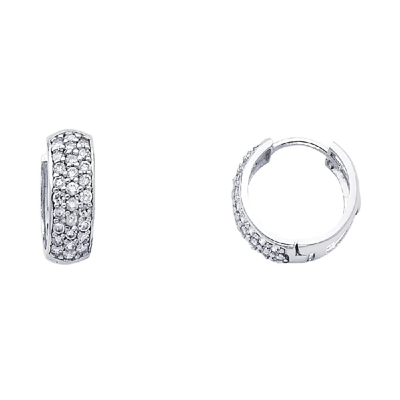 women's geometric hoop earrings -14KW 6mm CZ  Huggies Earrings