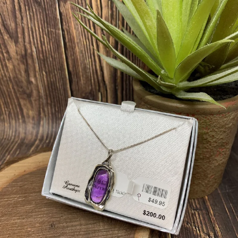 women's unique necklace -Amethyst Pendant Necklace