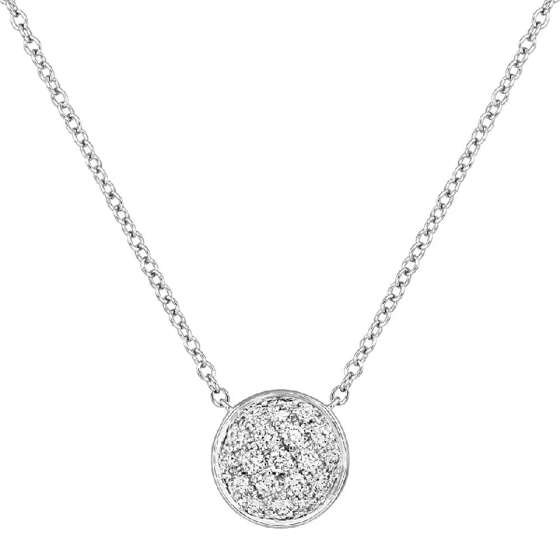 women's celestial necklace -18ct White Gold Round Diamond Disc Necklace