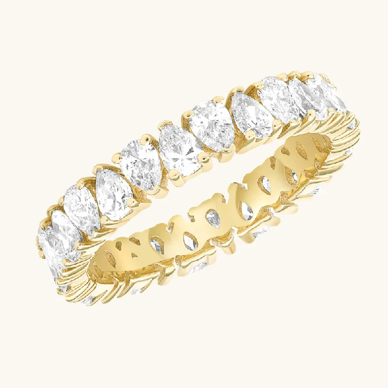 elegant gemstone engagement rings for women -Pear Shape Diamond Eternity Band