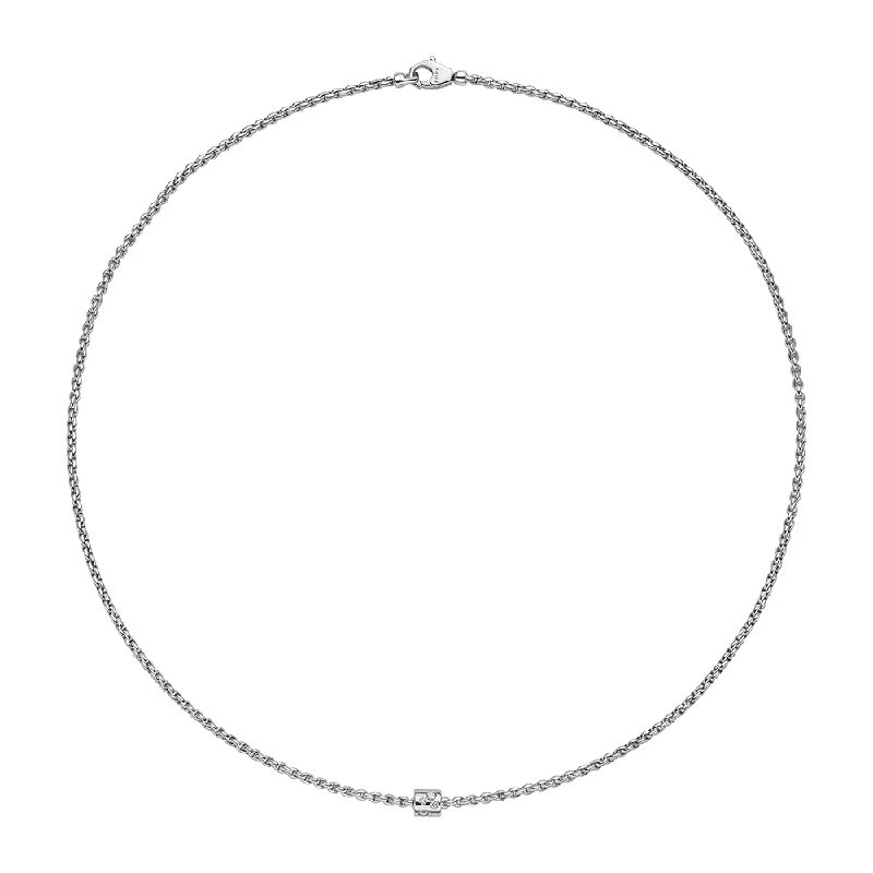 women's stylish necklace -Aria 18ct White Gold Necklace With Diamond Set Rondel