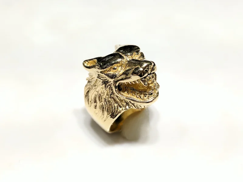 women's star ring -Antique-Finish Wolf Head Ring