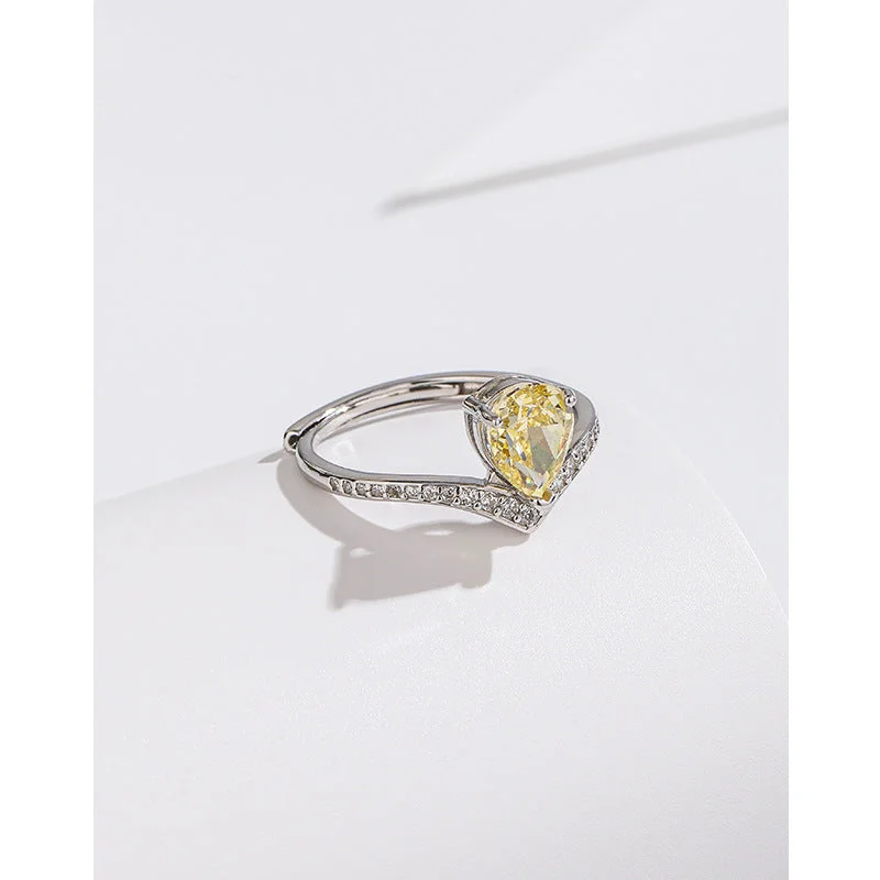 Yellow Diamond High Carbon Rhinestone Ring 925 Silver TC46