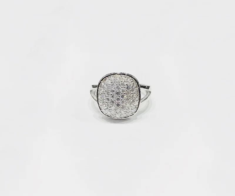 women's cocktail gemstone ring -Pave CZ Ring (Silver).