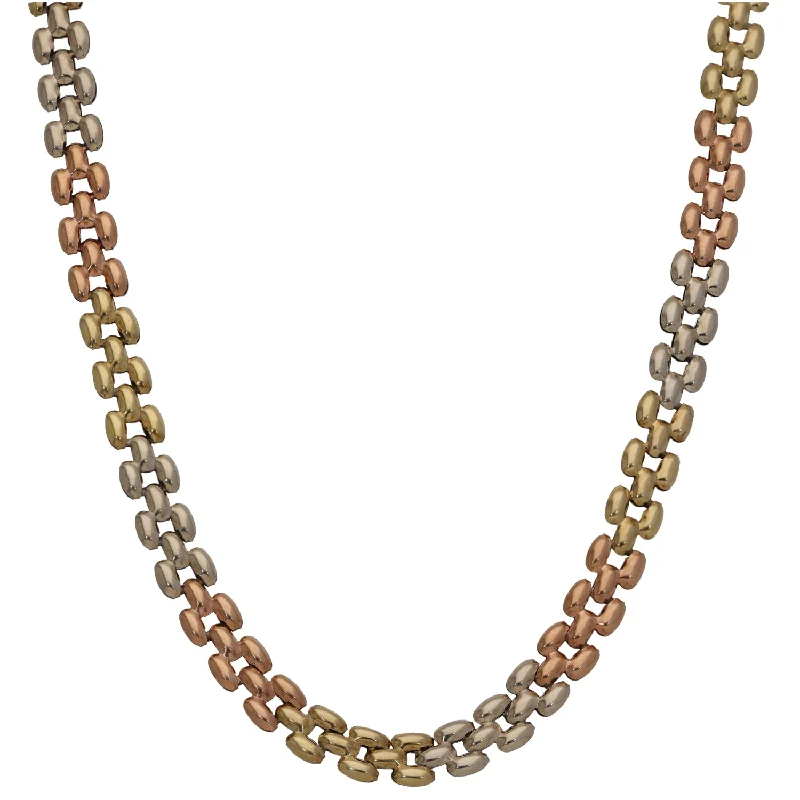 women's large crystal necklace -9ct Tricolour Gold Fancy Necklace 16"