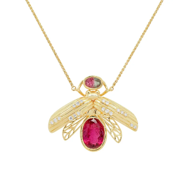 women's fashion necklace -Luxe Lightning Bug Necklace | 7.80GMS 3.48CTW | Rubalite