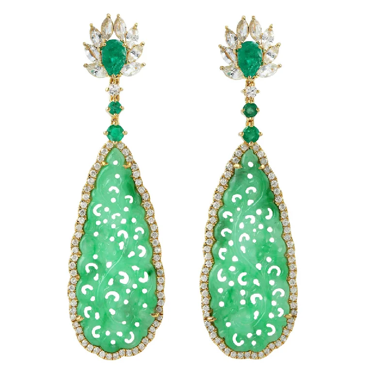 women's gemstone hoop earrings -Crowned Jade Earrings