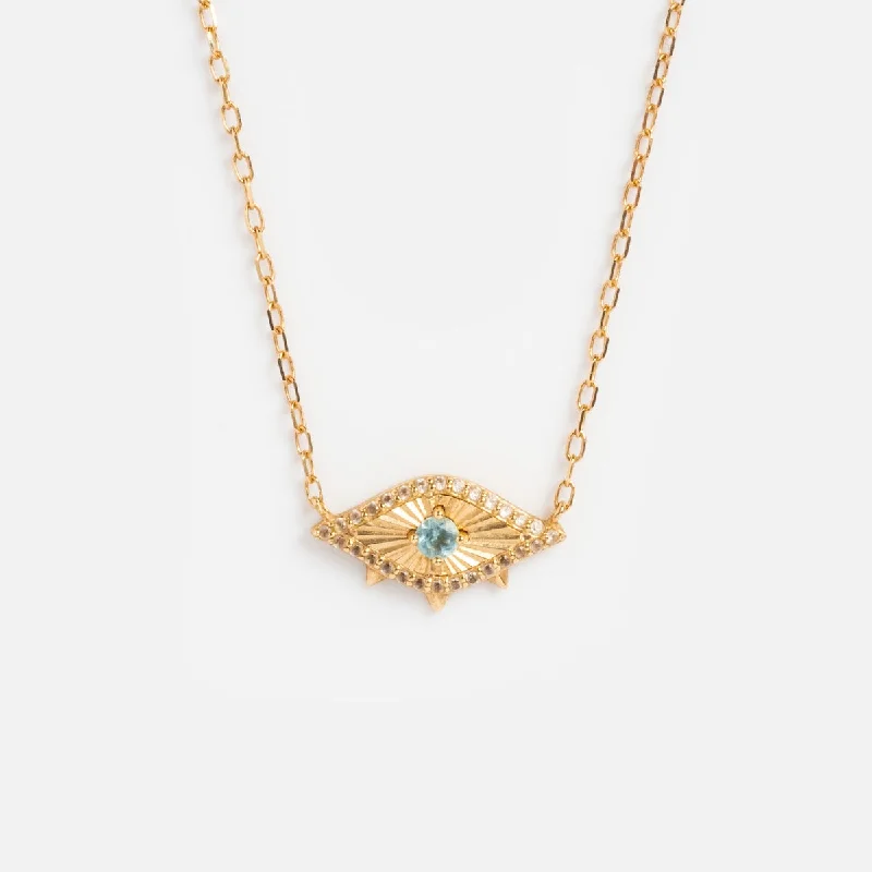 women's vintage necklace -Solid Gold Evil Eye Necklace