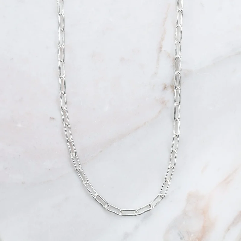 women's pearl chain necklace -Sterling Silver Parallel Link Chain Necklace