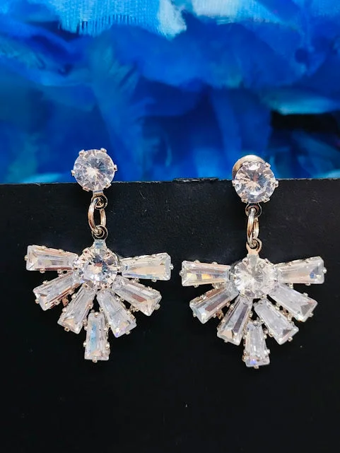 women's bamboo earrings -Stunning White Color American Diamond Earrings For Women