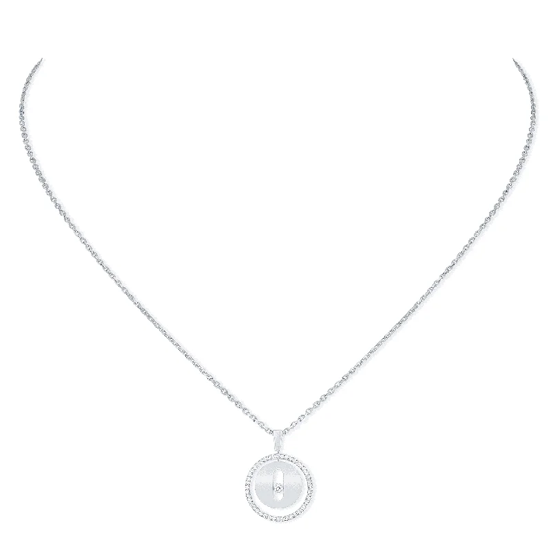 women's statement pendant necklace -18ct White Gold Lucky Move Diamond Necklace