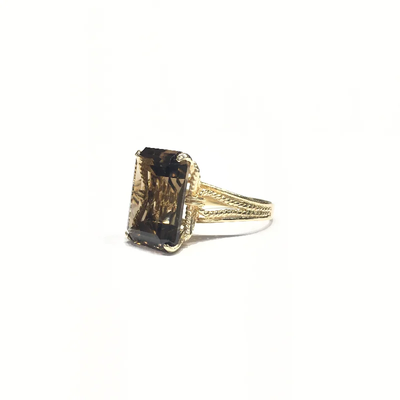 women's large gemstone ring -Smoky Topaz Statement Ring (14K)