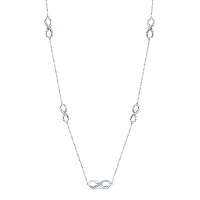 women's infinity necklace -18ct White Gold Diamond Infinity Necklace