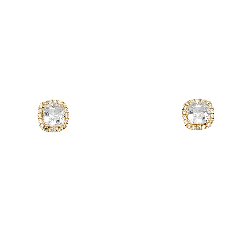 women's pearl stud earrings -14K CZ Earrings