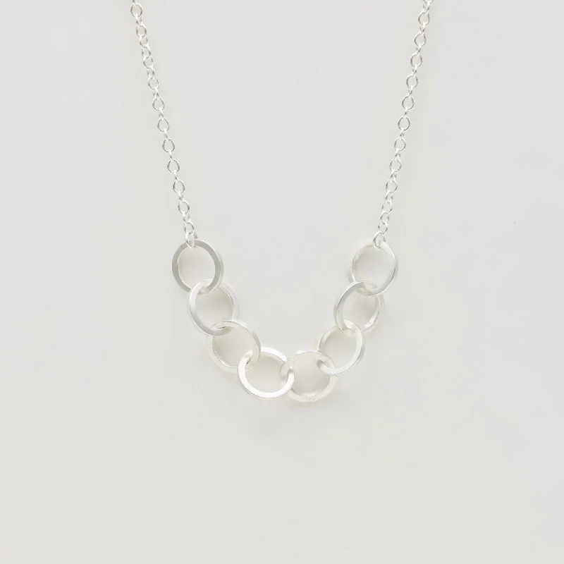 women's ruby necklace -Circle Link Chain Necklace in Polished Silver