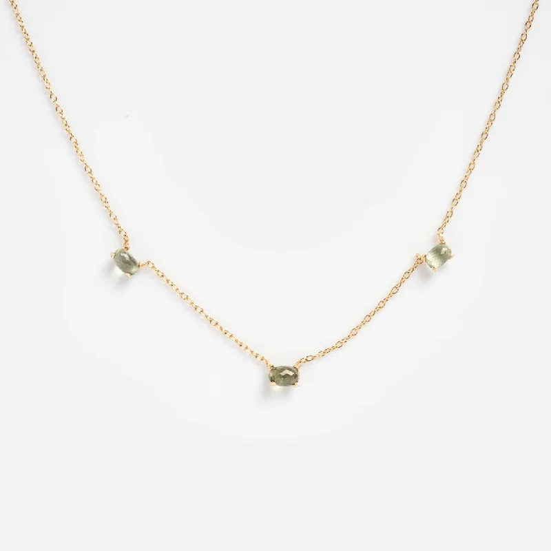 women's luxury gold necklace -Triple Green Sapphire Necklace