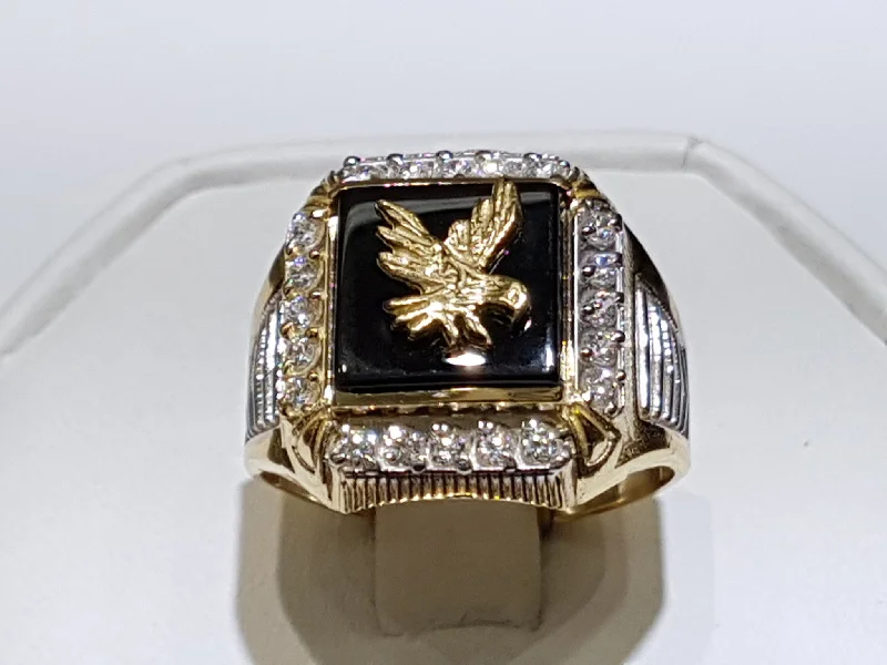 women's pearl ring -Eagle Onyx Men's Ring (14K)