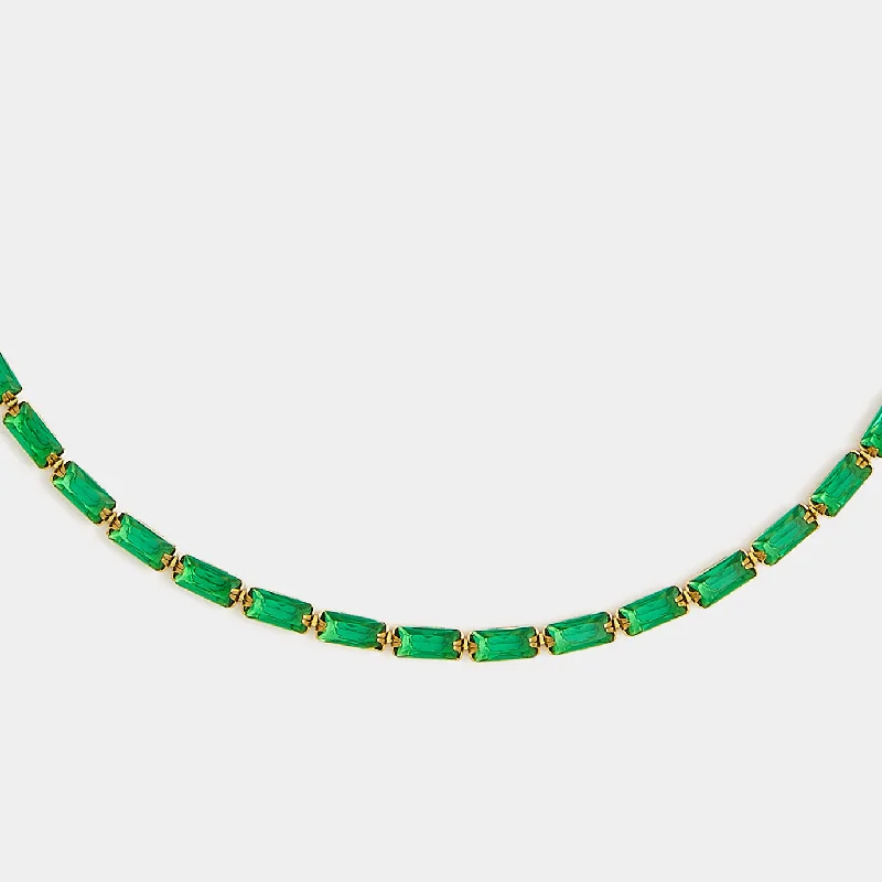 women's celestial necklace -Duomo Emerald Green Necklace