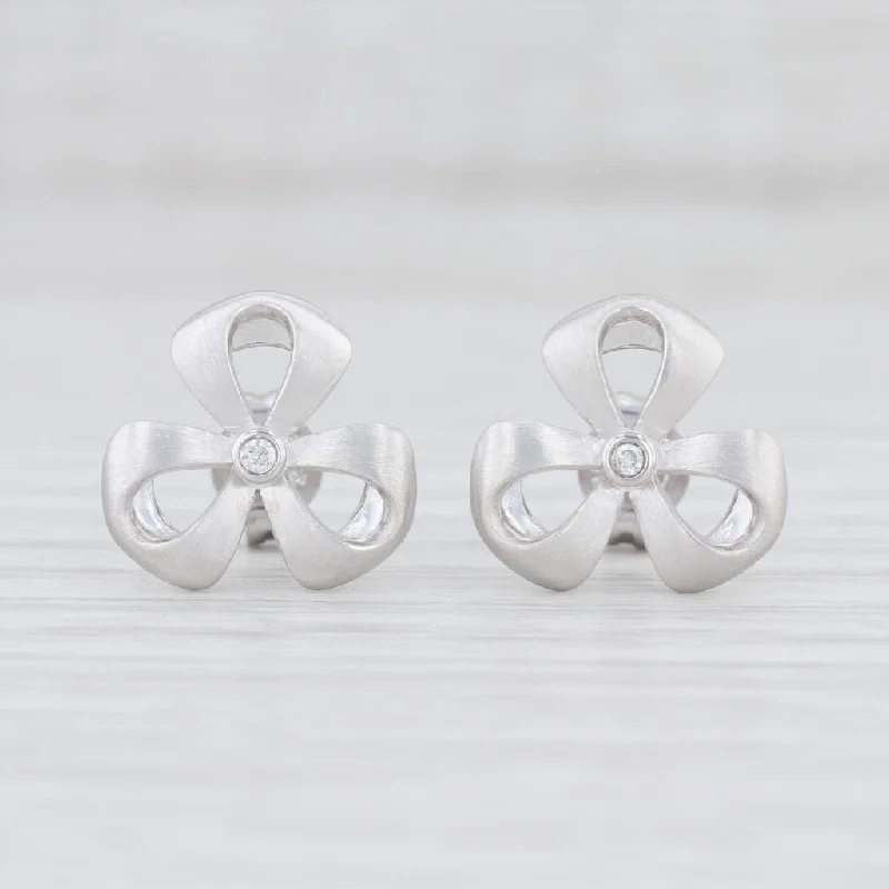 women's gemstone earrings -New Bastian Inverun Diamond Clover Earrings Sterling Silver 12701 Pierced Studs